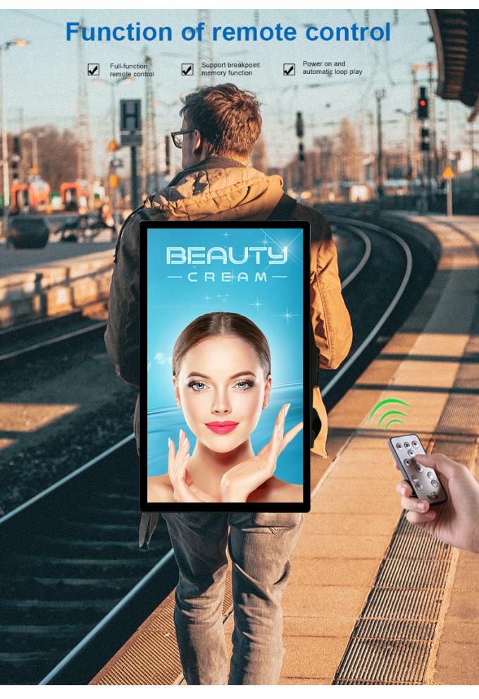 21.5 Inch Digital Backpack Billboard Advertising Player Human Walking