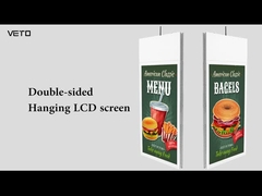 Indoor White 43 Inch Digital Hanging LCD Screen Ultra Thin Dual Sided Ceiling Mounted