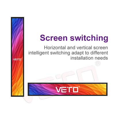 Touch Screen Stretched Bar LCD Display Supermarket Banner Advertising Media Player Strip