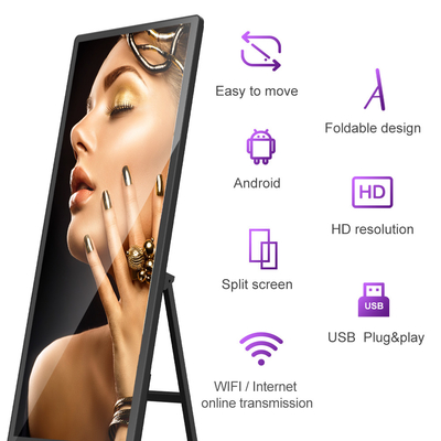 Full Screen 75 Inch LCD Panel Android A Type Removable Portable Digital Signage