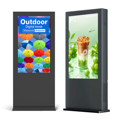 Quality 55 Inch IP55 Weatherproof Capacitive Touch Screen Floor Standing Digital Kiosk for Outdoor Advertising factory