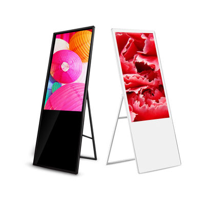 43 49 55 inch indoor A-type portable signage display movable advertising media player Infrared touch lcd digital poster