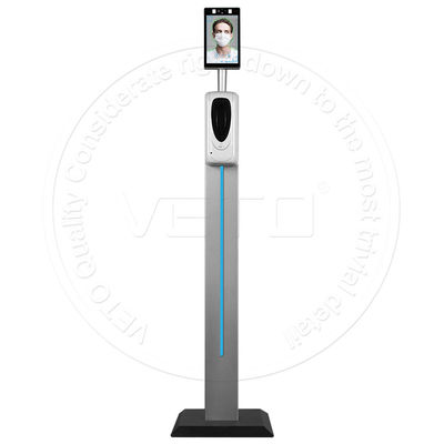 Public Places IR Face Recognition Body Temperature Measuring Player With Auto Hand Sanitizer