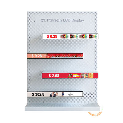 Quality 23.1-inch Stretched Bar LCD Display with 10-Point Touch and 500cd/m2 Brightness for Shelf Edge Advertising factory