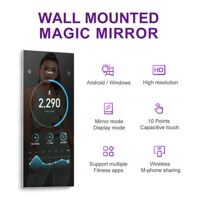 65'' Hanging LCD Wall 1080P Smart Exercise Mirror Full Body Dressing Glass