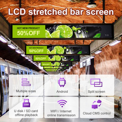 38.5 Inch Stretched Bar LCD Strip 973×300 HDMI Top Edge Digital Shelf Display