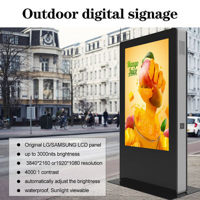 55 Inch Advertising Lcd Kiosk Display Large Outdoor Lcd Totem Dustproof Waterproof IP65 IP55